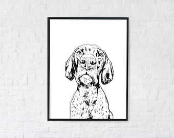 German Shorthaired Pointer Print - digital print, instant download, GSP gifts, pointer illustration, trending now