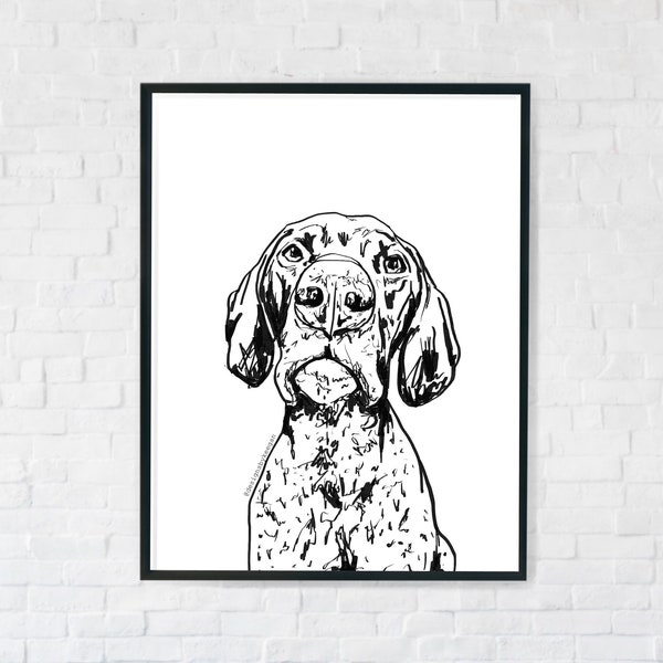 German Shorthaired Pointer Print - digital print, instant download, GSP gifts, pointer illustration, trending now