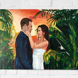 Custom Couple Portrait on canvas custom wedding gifts, painting from photo, portrait from photo, popular right now, trending now image 2