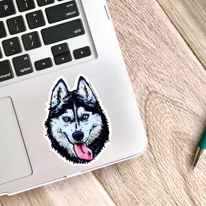 Husky Sticker - water resistant stickers, doggo laptop stickers, water bottle stickers, husky gifts, Siberian husky mom