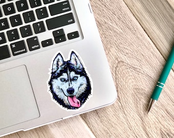 Husky Sticker - water resistant stickers, doggo laptop stickers, water bottle stickers, husky gifts, Siberian husky mom