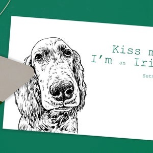 Irish Setter Card - direct downloaden, digitale print, hond St Patricks dagkaart, cadeaus voor huisdierouders, populair op dit moment
