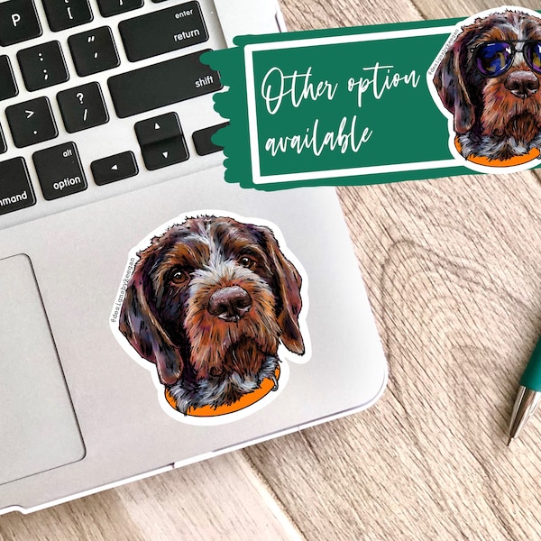 German Wirehaired Pointer Sticker - water resistant stickers, wirehaired pointing griffon, pointer gift, trending now