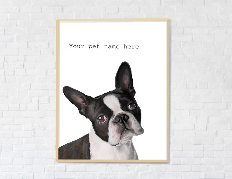 Boston Terrier Print digital print, instant download, Boston terrier gifts, Boston illustration, trending now image 1