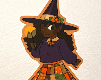 Pumpkin witch sticker
