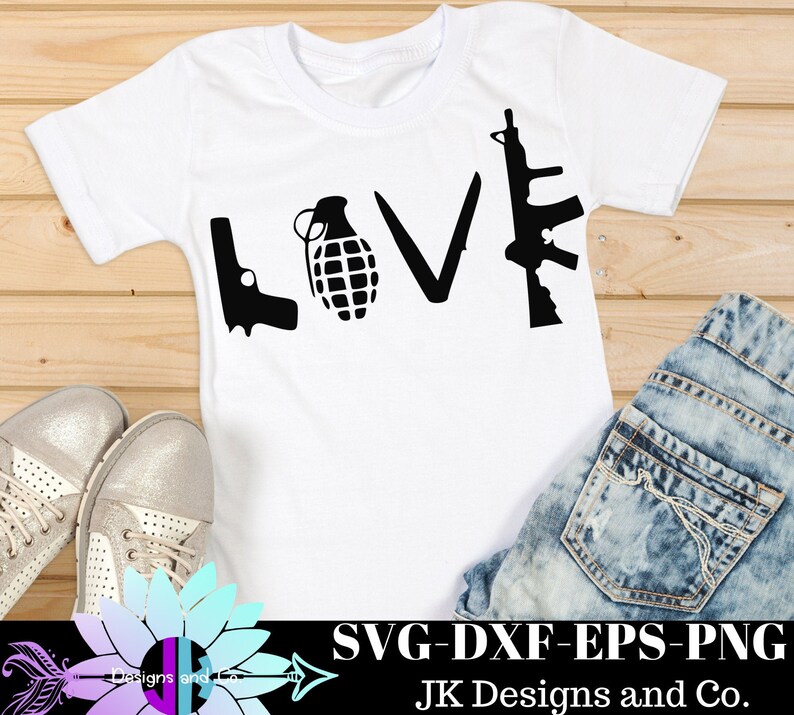 Download LOVE grenade gun knife rifle SVG file svg cutfile wordart | Etsy