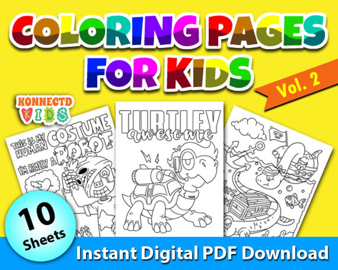 Coloring Packet.pdf Kids Coloring Pages Vol.2: 10 Printable Illustrations (PDF Download) - Etsy
