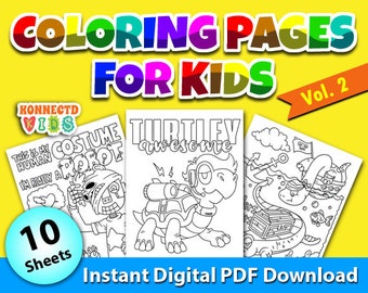 Coloring Pages for Kids Vol.2 - An Assortment of 10 Printable Coloring Pages for Kids, Boys and Girls