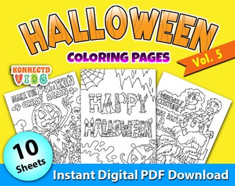 Dibujos para colorear de Halloween: Volumen 5, 10 diseños imprimibles (Descarga PDF)