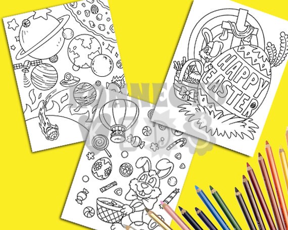 Easter Egg Hunt Coloring Pages: 10 Printable Kids Activities (PDF) - Etsy
