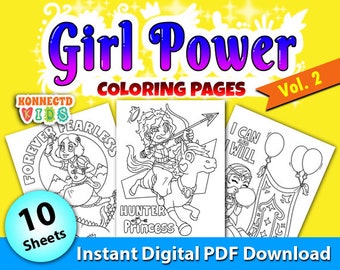 Dibujos para colorear de princesas "Girl Power" Vol. 2: 10 diseños imprimibles (Descarga PDF)