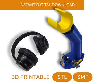 Minifigure Hand Headphone Stand STL | Wall Mount Desk Organizer | 3D Print File