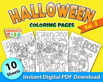 Dibujos para colorear de Halloween: Volumen 2, Ilustraciones divertidas (Descarga PDF)