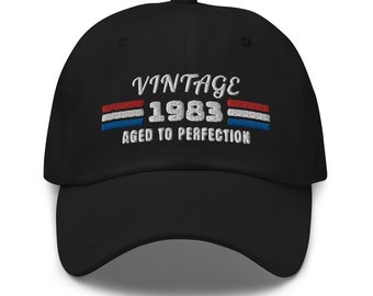 1983 40 year old Birthday Hat - Vintage 1983 Aged to Perfection- Hat for Man Woman - 40th Birthday Retro Gift Idea