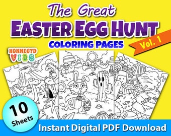 Páginas para colorear de la búsqueda de huevos de Pascua: 10 actividades imprimibles para niños (PDF)