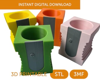 Giant Pencil Sharpener Desk Organizer STL 3D Print File Large Container Teacher Gift Digital Download FDM Printable