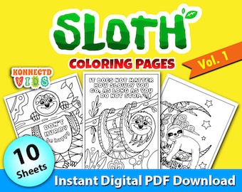 Dibujos para colorear de perezosos Vol. 1: 10 diseños imprimibles (patrón PDF)