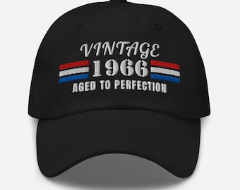 60th Birthday Gift Born in 1966 Hat • Vintage 1966 Aged to Perfection • 60 Year Old Gift for Men or Women • Patriotic Baseball Cap