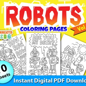 Robots Coloring Pages Vol.2 - 10 Printable Robot Coloring Pages for kids, Boys, Girls and Birthday Party Activities