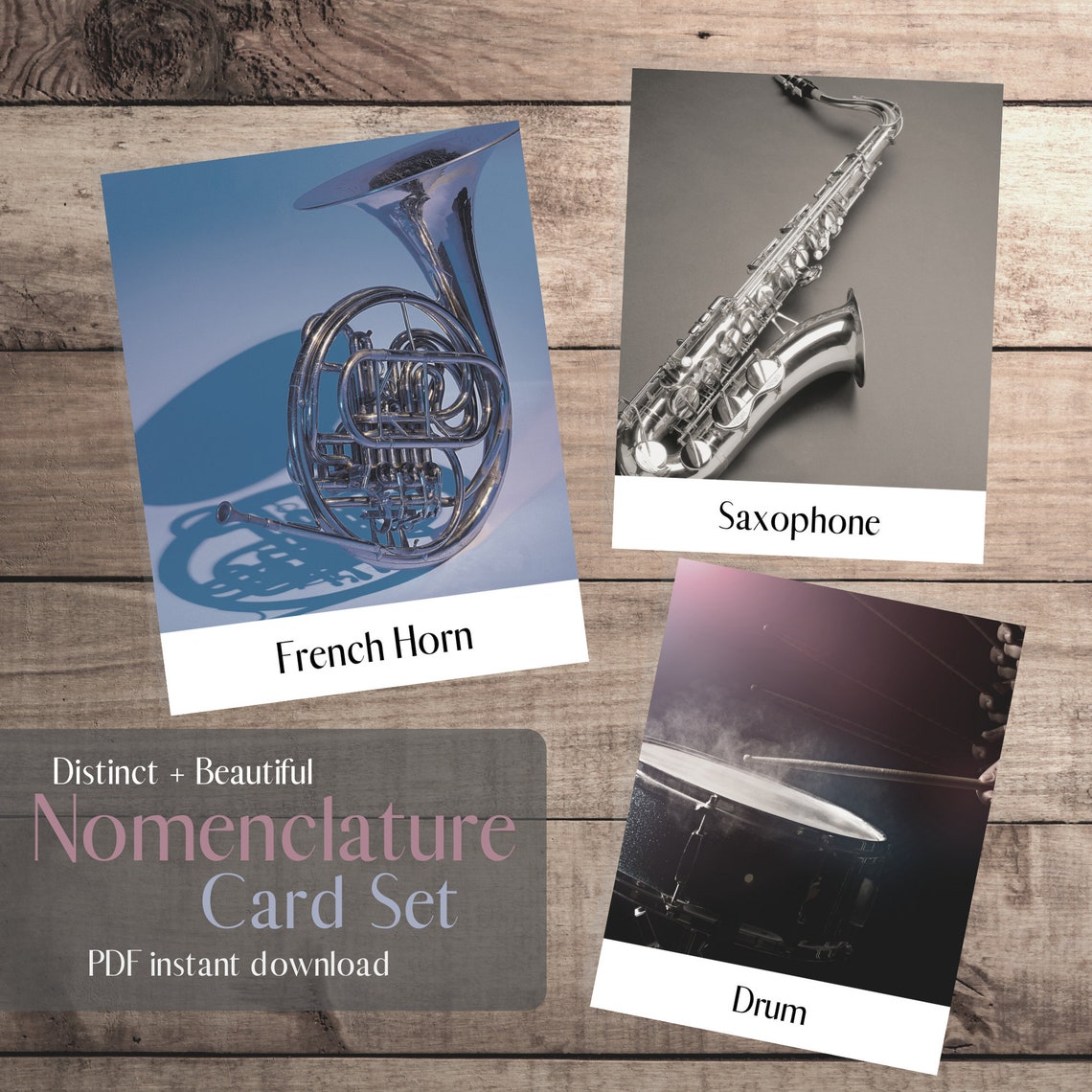 Musical Instrument Nomenclature and Display Cards for Etsy