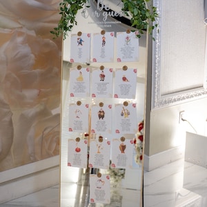 Tarjetas de planos de asientos/ Plano de asientos para bodas/ Plano de asientos para quinceañeras/ Plano de asientos para eventos