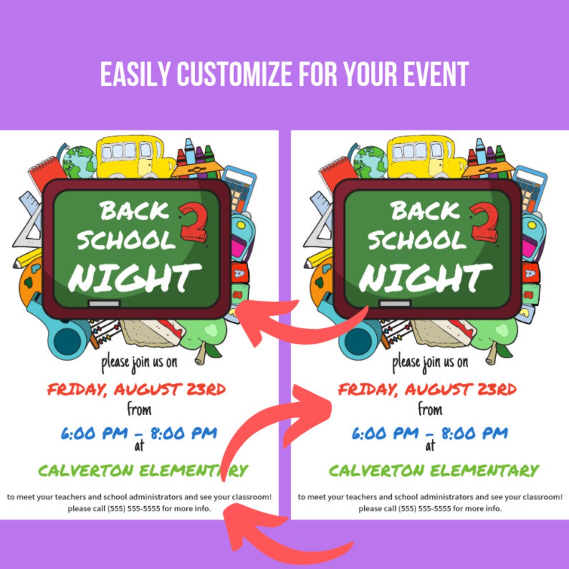 Customizable Back to School Night Invitation Open House PTA | Etsy