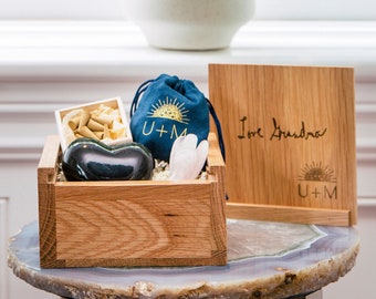 The Bereavement Box | Personalized Memorial Gift Box | Rose Quartz, Black Onyx, and Incense Oak Keepsake Gift Box