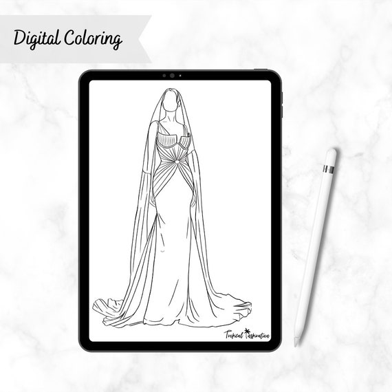 Wedding dresses coloring clearance pages