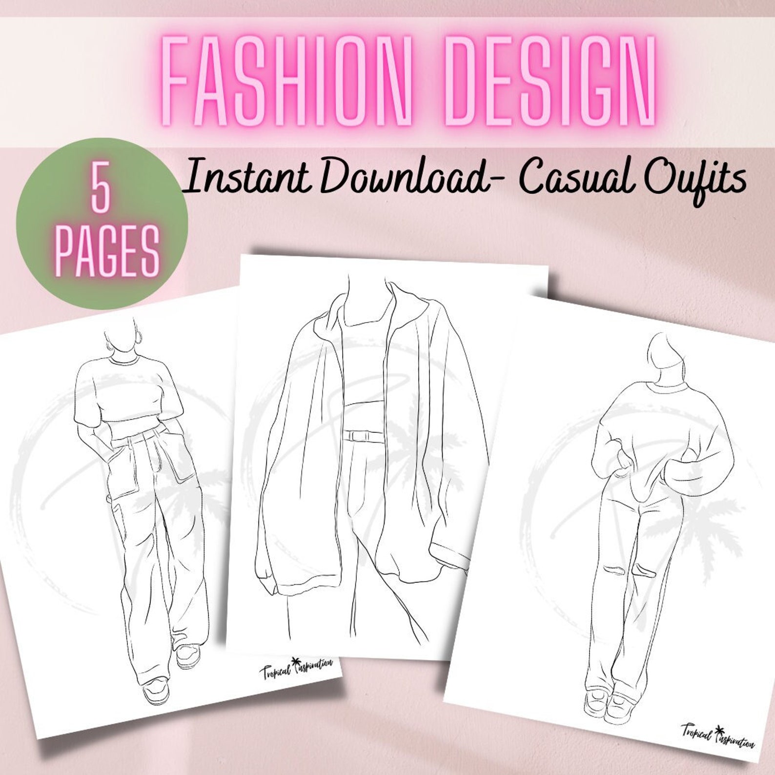 Fashion Coloring Book Design Clothes Digital Sheets Printable Etsy fashion-templates-fashion-app-pret-template-available-on-the-apple
