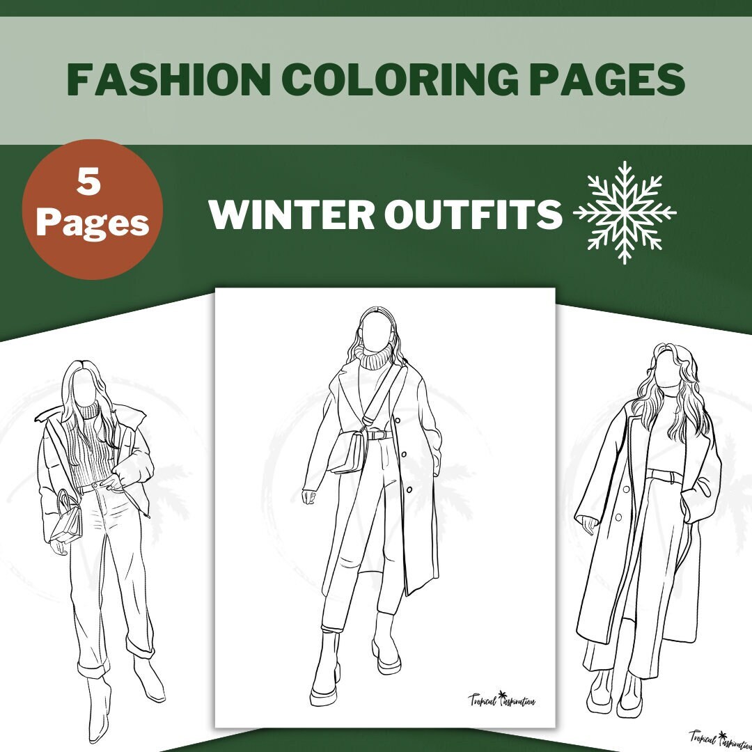 Winter Outfits Printable Adult Coloring Page From Favoreads