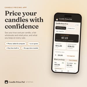 Candle Price Pal Calculator-appen, prissättningsverktyg för grossist- och detaljhandel (digital nedladdning)