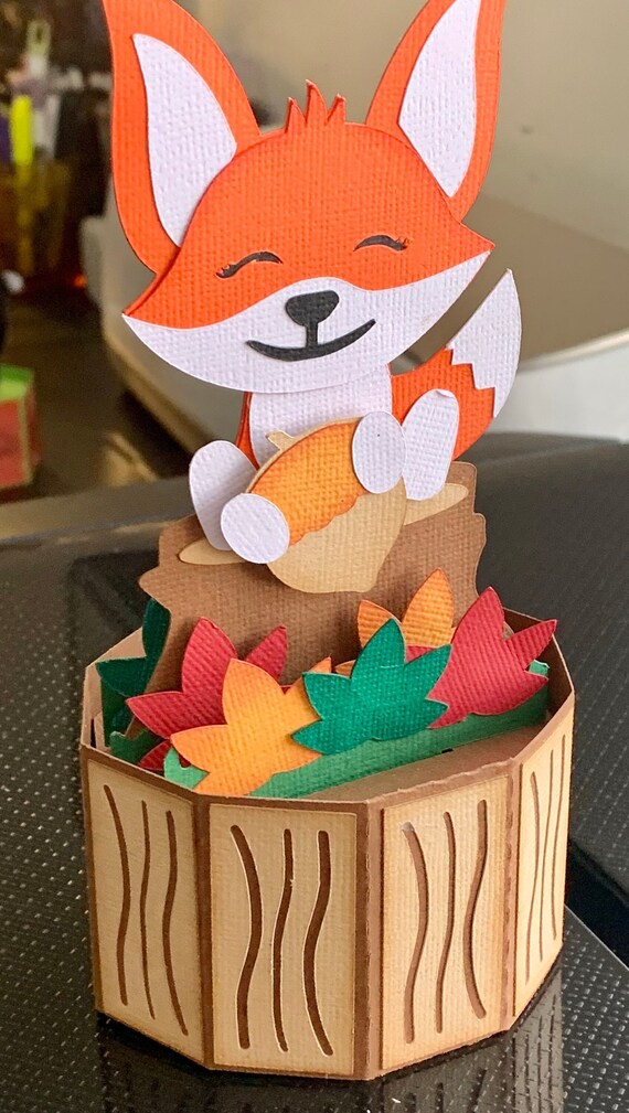 Fall Fox Pop up Card | Etsy