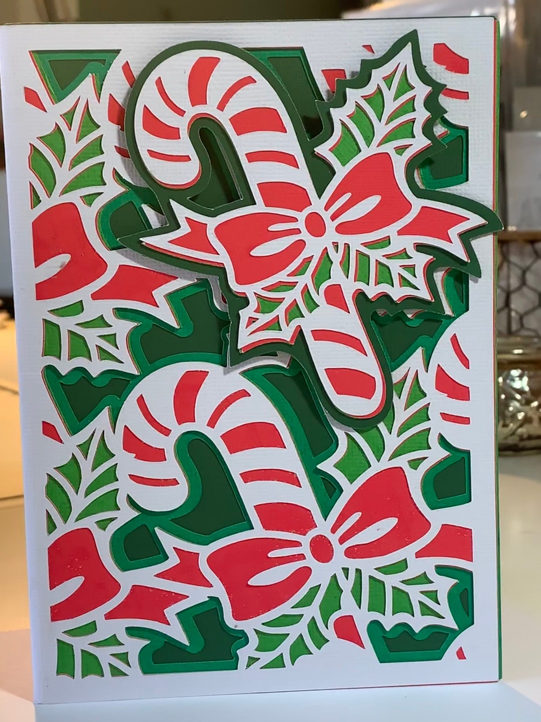 Elegant Candy Cane Christmas Card Etsy