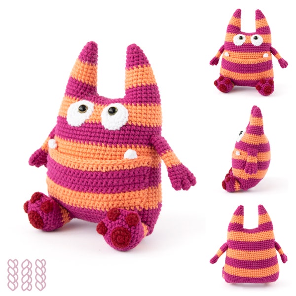 Haak Zak het snoepmonster | Amigurumi speelgoed, gehaakt speelgoed, cadeau voor kinderen, knuffeldier, zacht pluche, babyshowercadeau, zacht dierenspeelgoed