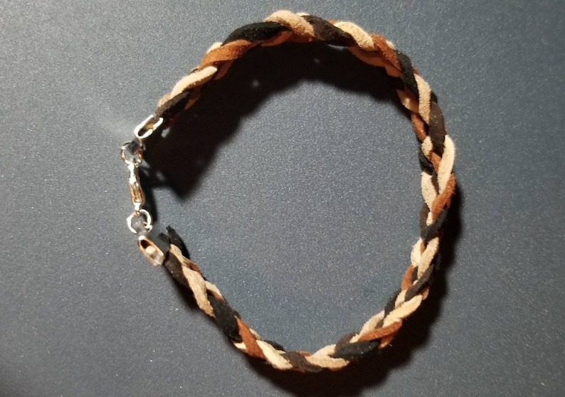 Lt dk Gray Lt Tan black dk.tan dk.gray Brown Suade 5-Braid bracelet made to order for any size you need colors: brown