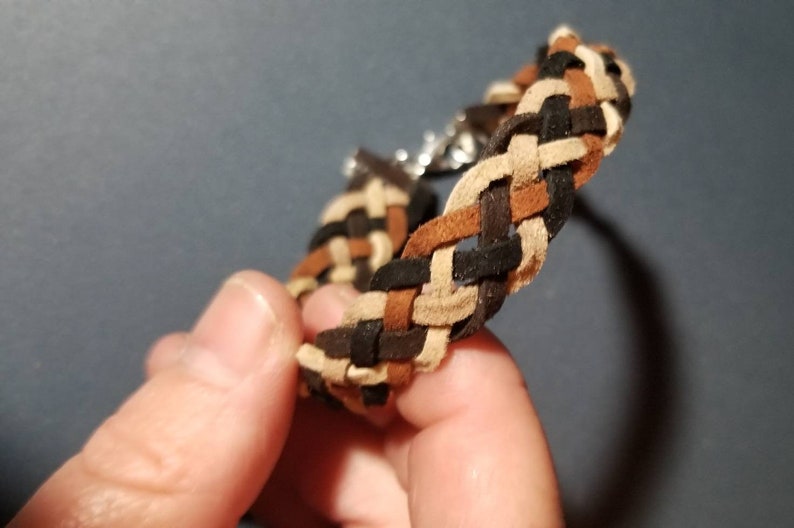 Lt dk Gray Lt Tan black dk.tan dk.gray Brown Suade 5-Braid bracelet made to order for any size you need colors: brown