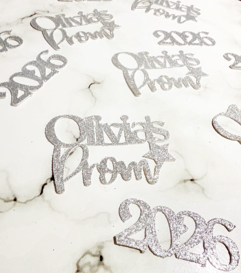 25 X Prom, Name 2026 Glitter Mirror Table Confetti Sprinkles, Large ...