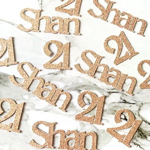 40 x Personalised Name & Age Glitter Table Confetti / Sprinkles, Birthday Party, Any Number, Any Name, 21st , Rose Gold, More Colours