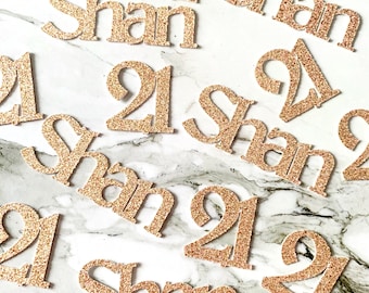 40 x Personalised Name & Age Glitter Table Confetti / Sprinkles, Birthday Party, Any Number, Any Name, 21st , Rose Gold, More Colours