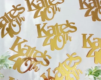 20 x Personalised Name & Age Glitter / Mirror Table Confetti, Birthday Party, Any Birthday, Any Name, Gold, Many More Colours