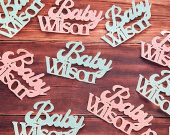 20 x Personalised Baby Shower Glitter Table Confetti / Sprinkles, Baby Shower, Gender Reveal Party, Pale Pink & Baby Blue