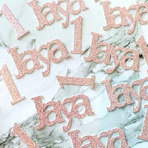 40 x Personalised Name & Age Glitter Table Confetti / Sprinkles, 1st Birthday Party, Any Number, Any Name, Dusky Pink, Many More Colours
