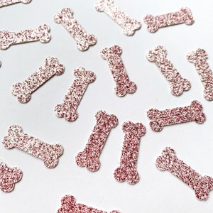 100+ Glitter Dog Bone Table Confetti Sprinkles, Birthday, Party, Pale Pink