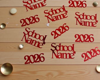 25 x Prom, School Name 2026 Glitter Mirror Table Confetti Sprinkles, Large, Leavers 2026, Prom Night