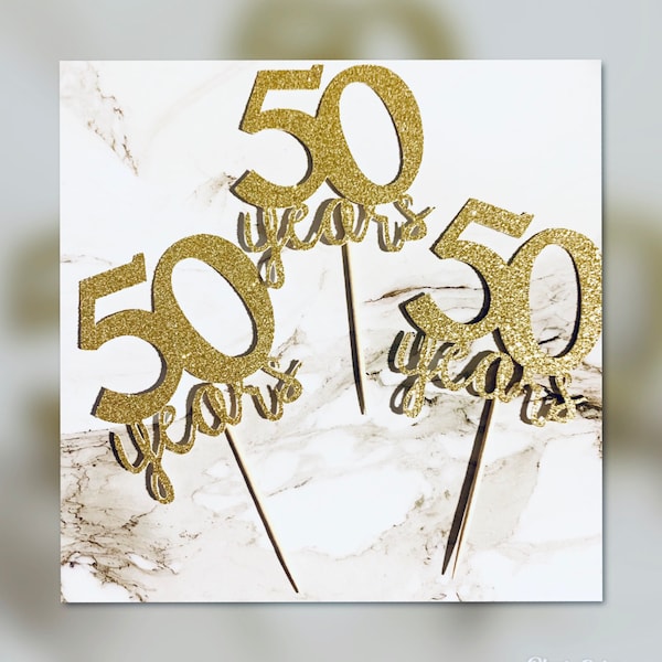 50th Anniversary Cupcake Toppers Etsy