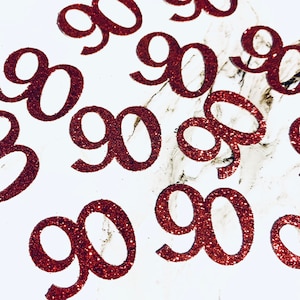 50 x Age 90 Glitter Table Confetti / Sprinkles, Birthday Party, Any Number, Red, 90th Birthday, Many Colours