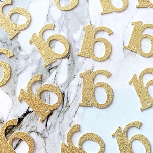 50 x Age 16 Glitter Table Confetti / Sprinkles, Birthday Party, Any Number, Gold, 16th  Birthday, Many Colours