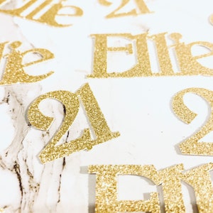 40 x Personalised Name & Age Glitter Table Confetti / Sprinkles, 21st Birthday Party, Any Number, Any Name, Gold, Many Colours afbeelding 3