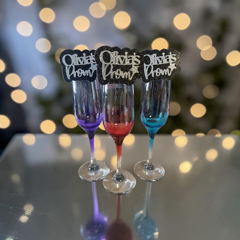 Prom Flutes 6 X Personalised Prom Drink Toppers, Charms, Prom 2026, Graduation - Etsy