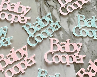 20 x Personalised Baby Shower Glitter Table Confetti / Sprinkles, Baby Shower, Gender Reveal Party, Pale Pink & Baby Blue